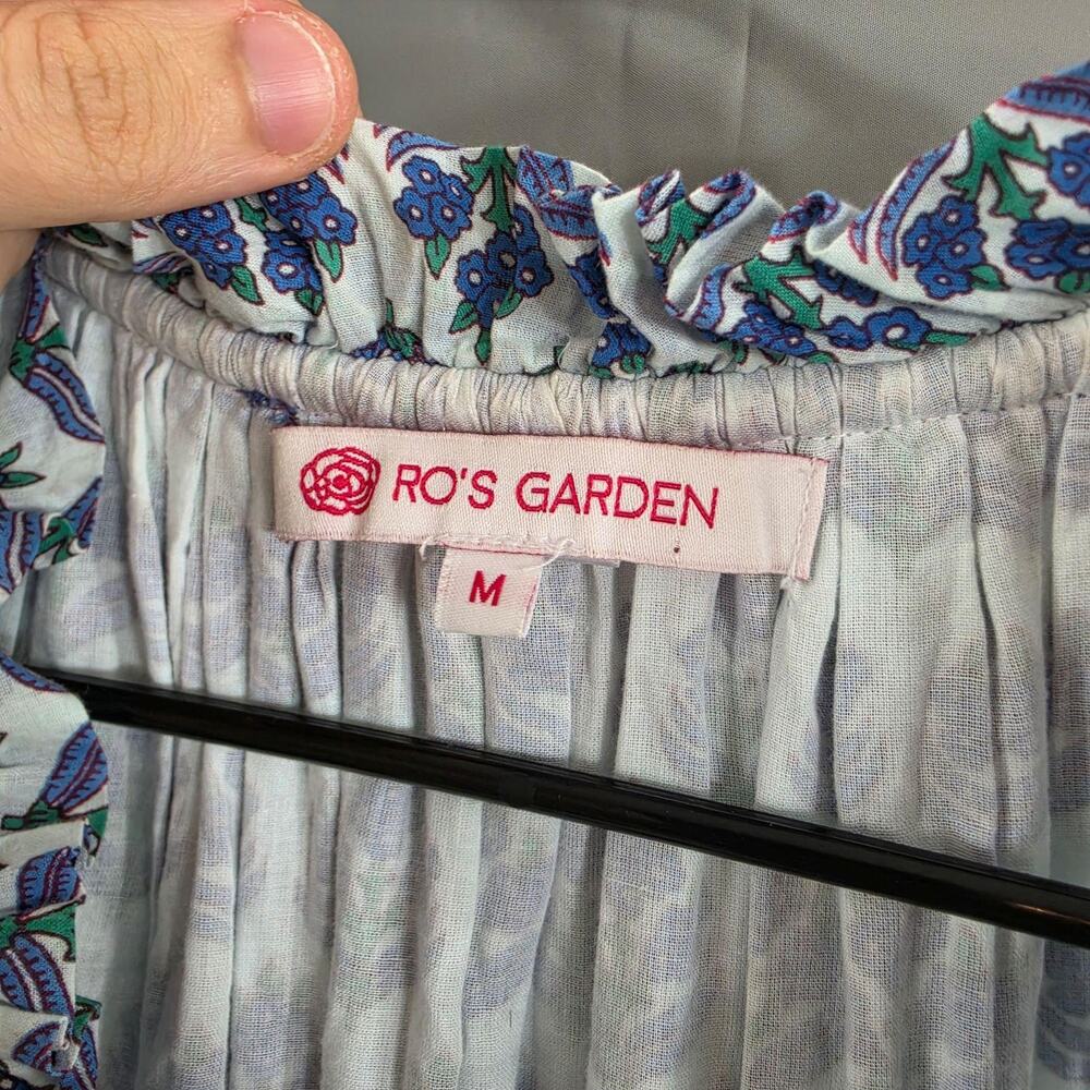 Ros Garden Dress Medium Sofia Tiered Maxi Blue Floral Boho Resort Summer Vacatio - Picture 9 of 14